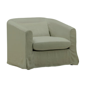 Karina Living Florence Sofa Chair Slipcover in Rich Green – Durable Performance Linen for Easy Care & Style Easton Forest DOV79023-SL-FRST
