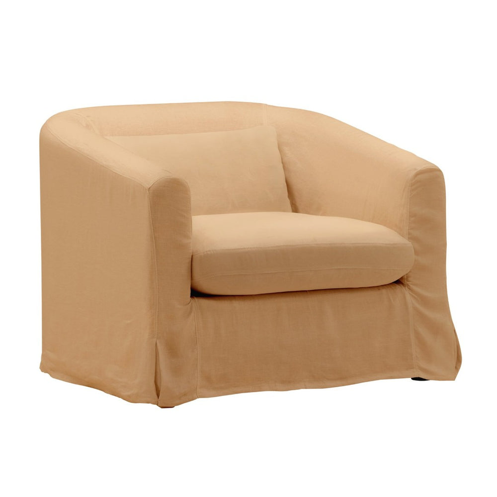 Karina Living Florence Sofa Chair Slipcover in Rich Green – Durable Performance Linen for Easy Care & Style Easton Wheat DOV79023-SL-WHET