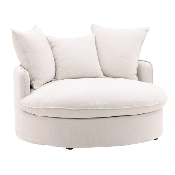 Karina Living Norris Lounger Slipcover - Durable Linen in Rich Green, Stain-Resistant, Modern Comfort & Style Easton Natural DOV79024-SL-NATL