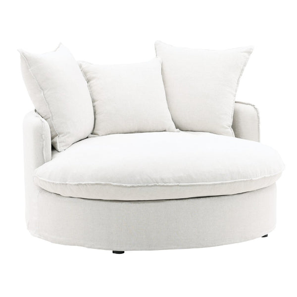 Karina Living Norris Lounger Slipcover - Durable Linen in Rich Green, Stain-Resistant, Modern Comfort & Style Easton White DOV79024-SL-WHIT
