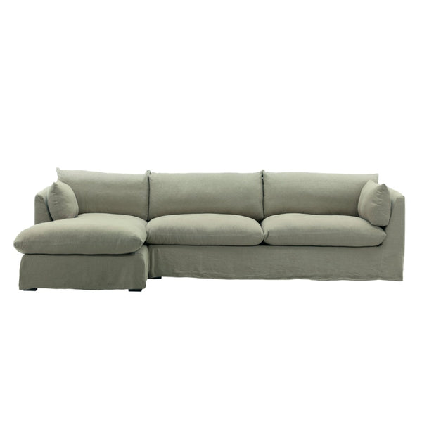 Karina Living Otis 2 Piece Chaise Sectional Slipcover LAF - Premium Linen Fabric for Stylish and Durable Protection Easton Forest DOV79025L-SL-FRST