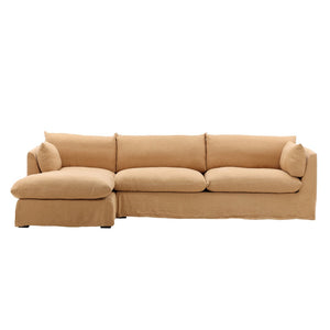 Karina Living Otis 2 Piece Chaise Sectional Slipcover LAF - Premium Linen Fabric for Stylish and Durable Protection Easton Wheat DOV79025L-SL-WHET