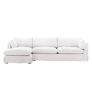 Karina Living Otis 2 Piece Chaise Sectional Slipcover LAF - Premium Linen Fabric for Stylish and Durable Protection Easton White DOV79025L-SL-WHIT