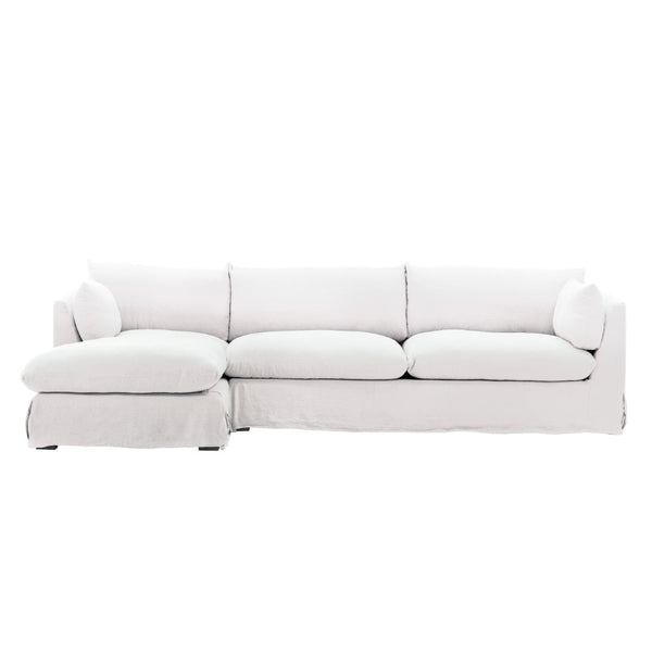 Karina Living Otis 2 Piece Chaise Sectional Slipcover LAF - Premium Linen Fabric for Stylish and Durable Protection Easton White DOV79025L-SL-WHIT