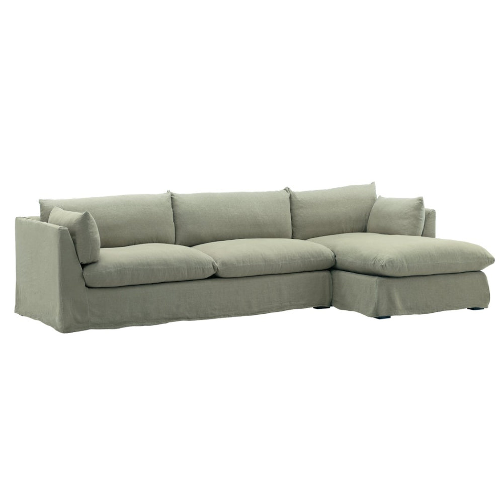 Karina Living Otis 2-Piece Chaise Sectional Slipcover - Durable Performance Linen for Stylish Everyday Living Easton Forest DOV79025R-SL-FRST