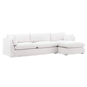Karina Living Otis 2-Piece Chaise Sectional Slipcover - Durable Performance Linen for Stylish Everyday Living Easton White DOV79025R-SL-WHIT