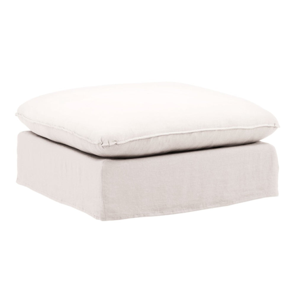 Karina Living Vivian Ottoman Slipcover - Tailored Performance Linen Cover for Stylish Protection and Easy Care Easton White DOV79030-SL-WHIT