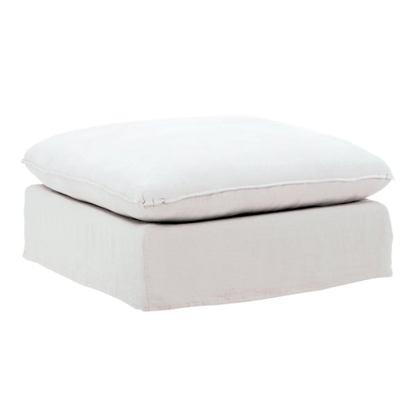 Karina Living Vivian Ottoman Slipcover - Tailored Performance Linen Cover for Stylish Protection and Easy Care Easton White DOV79030-SL-WHIT