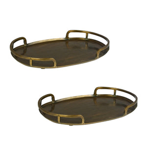 Karina Living Fatima Tray Set of 2 - Elegant Antique Brass Trays for Serving & Home Decor, 24" Versatile Size DOV8124