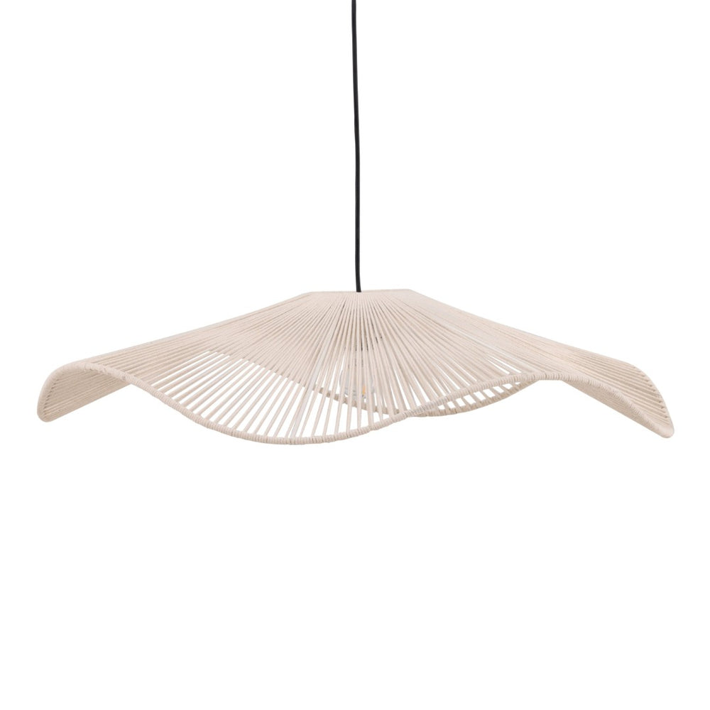 Karina Living Jackie Pendant Light in Cream - Coastal Charm with Handcrafted Woven Cotton & Sturdy Steel Frame DOV82007-CREM