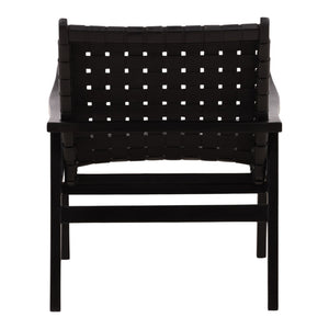 Karina Living Luisa Occasional Chair - Elegant Black Leather & Teak Wood Design for Modern Comfort & Style DOV83001-BLCK