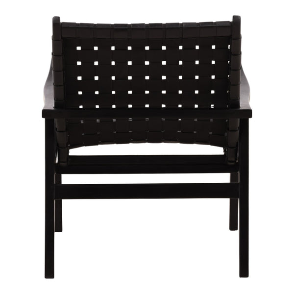 Karina Living Luisa Occasional Chair - Elegant Black Leather & Teak Wood Design for Modern Comfort & Style DOV83001-BLCK