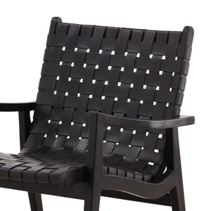 Karina Living Luisa Occasional Chair - Elegant Black Leather & Teak Wood Design for Modern Comfort & Style DOV83001-BLCK