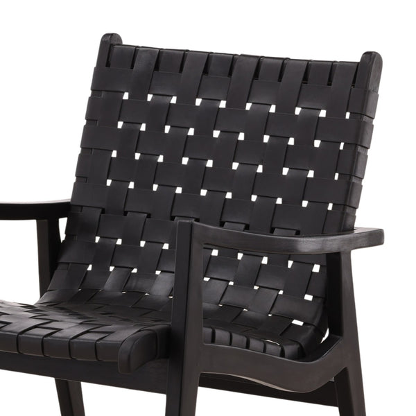 Karina Living Luisa Occasional Chair - Elegant Black Leather & Teak Wood Design for Modern Comfort & Style DOV83001-BLCK