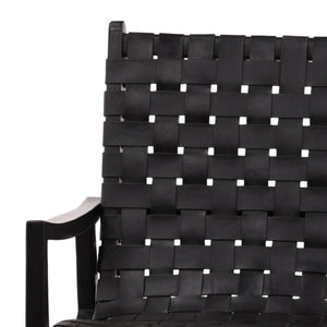 Karina Living Luisa Occasional Chair - Elegant Black Leather & Teak Wood Design for Modern Comfort & Style DOV83001-BLCK