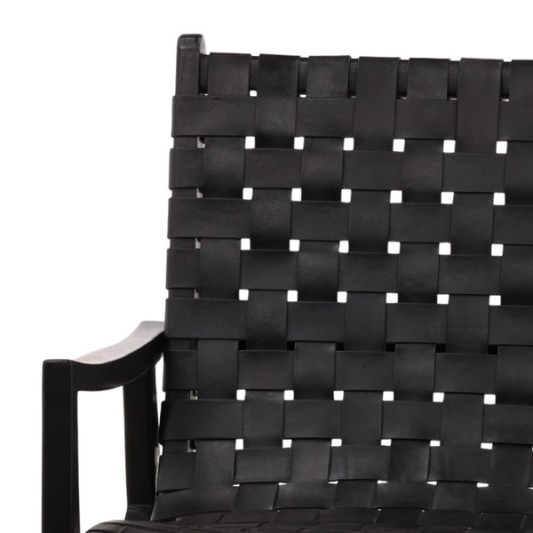 Karina Living Luisa Occasional Chair - Elegant Black Leather & Teak Wood Design for Modern Comfort & Style DOV83001-BLCK