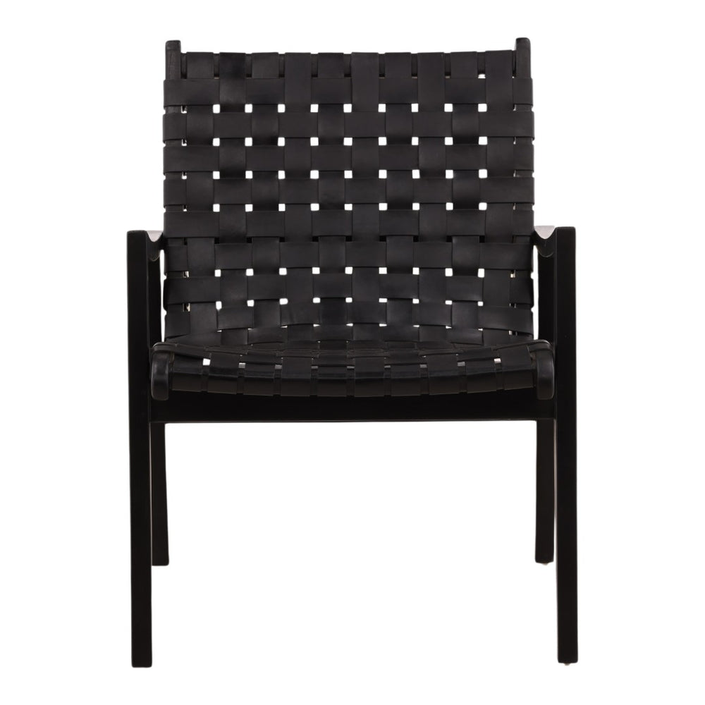Karina Living Luisa Occasional Chair - Elegant Black Leather & Teak Wood Design for Modern Comfort & Style DOV83001-BLCK