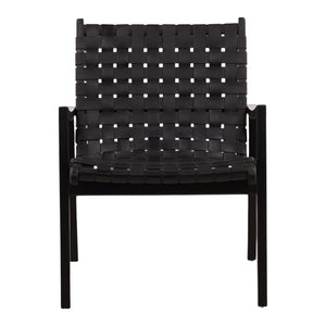 Karina Living Luisa Occasional Chair - Elegant Black Leather & Teak Wood Design for Modern Comfort & Style DOV83001-BLCK