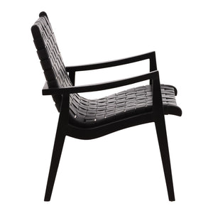 Karina Living Luisa Occasional Chair - Elegant Black Leather & Teak Wood Design for Modern Comfort & Style DOV83001-BLCK