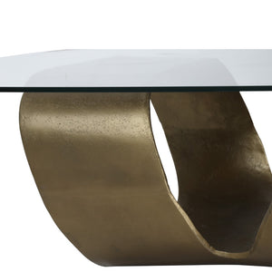 Dovetail Livianna Coffee Table Aluminum and Glass - Antique Brass 