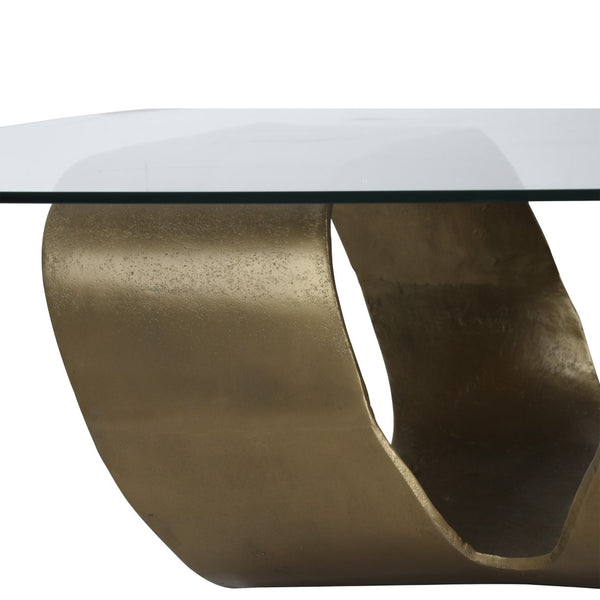 Dovetail Livianna Coffee Table Aluminum and Glass - Antique Brass 