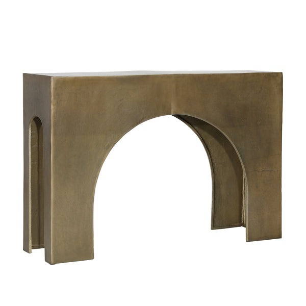 Dovetail Morris Console Table Antique Brass Aluminium DOV8448