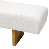 Dovetail Ela Bench Polyester Upholstery and Rubber Wood - Ivory and Natural