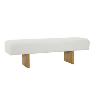 Dovetail Ela Bench Polyester Upholstery and Rubber Wood - Ivory and Natural