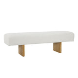 Karina Living Bench Polyester Upholstery and Rubber Wood - Ivory and Natural