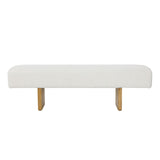 Dovetail Ela Bench Polyester Upholstery and Rubber Wood - Ivory and Natural