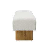 Dovetail Ela Bench Polyester Upholstery and Rubber Wood - Ivory and Natural