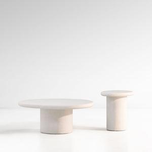 Karina Living Raul Coffee Table - Modern White Lightweight Concrete for Minimalist Living Room Elegance & Style DOV8797-WHIT