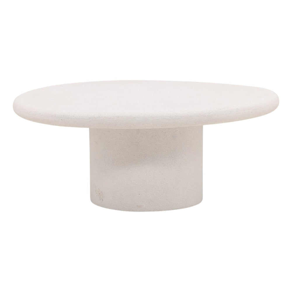 Karina Living Raul Coffee Table - Modern White Lightweight Concrete for Minimalist Living Room Elegance & Style DOV8797-WHIT