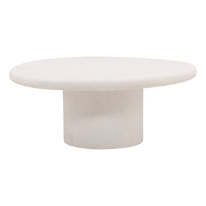 Karina Living Raul Coffee Table - Modern White Lightweight Concrete for Minimalist Living Room Elegance & Style DOV8797-WHIT