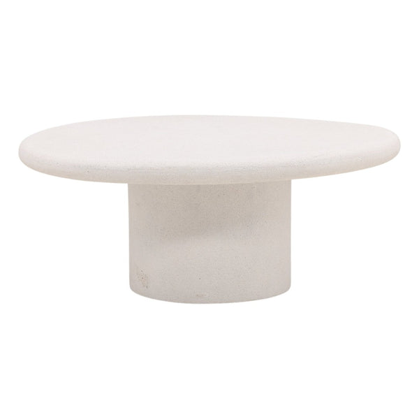 Karina Living Raul Coffee Table - Modern White Lightweight Concrete for Minimalist Living Room Elegance & Style DOV8797-WHIT