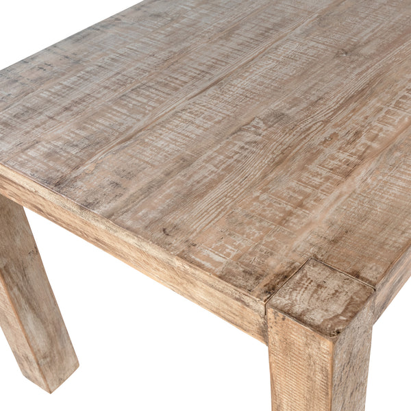 Dovetail Parson Dining Table Natural Warm Wash with Water Base Sealed Finish Reclaimed Pine Wood DOV963