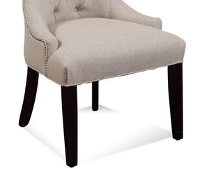 Basset Mirror Fortnum Set Of 2 Elegant Linen Upholstered Parsons Chairs With Button-tufted Back & Chrome Trim White Hardwood,Linen Dpch15-739a-2