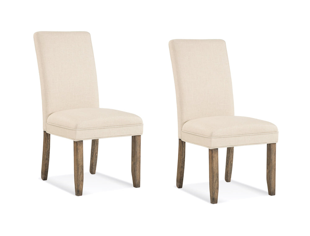 Basset Mirror Colby Stylish Parsons Chair Set Of 2 - Cream Fabric, Hardwood Legs & High Density Foam Comfort White Rubberwood Linen Fabric Dpch4-834-2