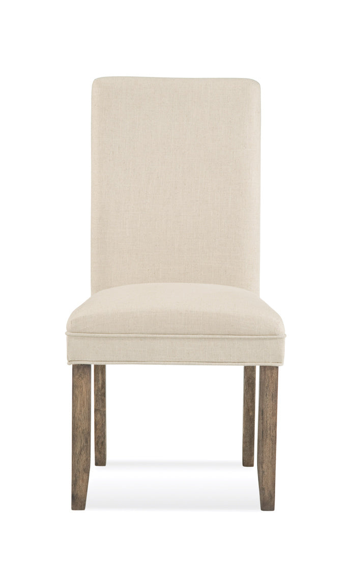 Basset Mirror Colby Stylish Parsons Chair Set Of 2 - Cream Fabric, Hardwood Legs & High Density Foam Comfort White Rubberwood Linen Fabric Dpch4-834-2
