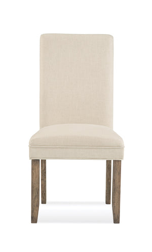 Basset Mirror Colby Stylish Parsons Chair Set Of 2 - Cream Fabric, Hardwood Legs & High Density Foam Comfort White Rubberwood Linen Fabric Dpch4-834-2