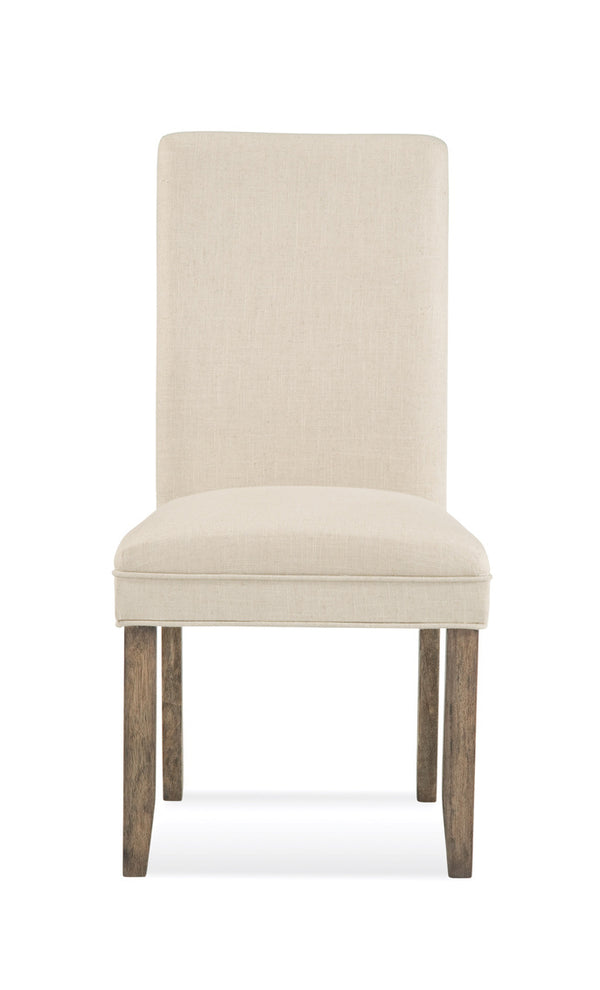Basset Mirror Colby Stylish Parsons Chair Set Of 2 - Cream Fabric, Hardwood Legs & High Density Foam Comfort White Rubberwood Linen Fabric Dpch4-834-2