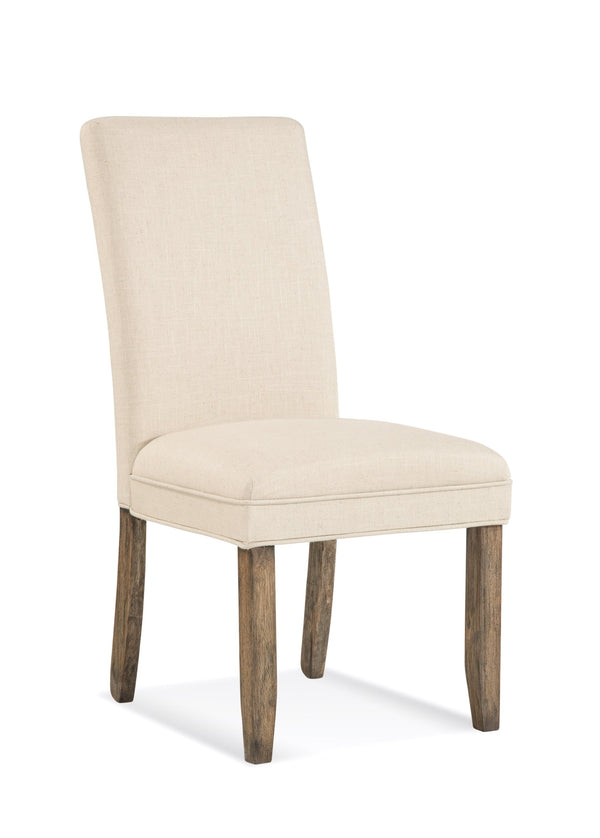 Basset Mirror Colby Stylish Parsons Chair Set Of 2 - Cream Fabric, Hardwood Legs & High Density Foam Comfort White Rubberwood Linen Fabric Dpch4-834-2