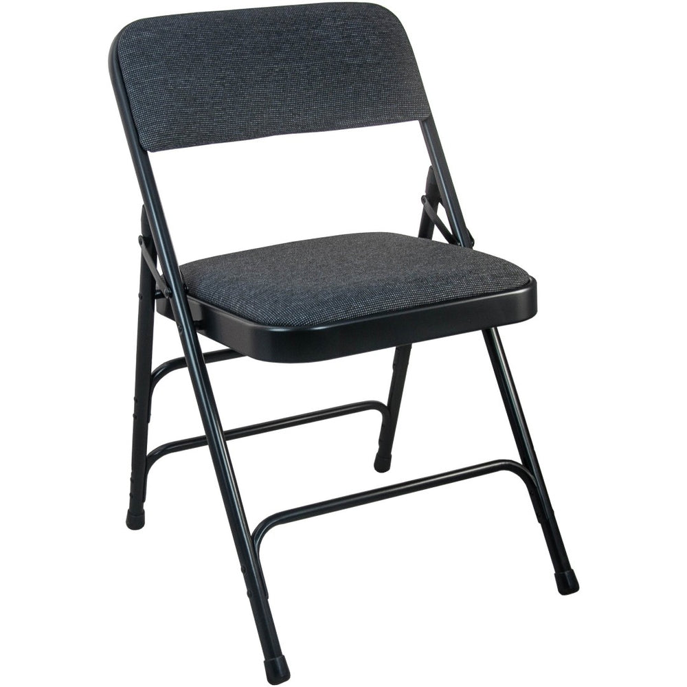 English Elm Advantage Durable Padded Metal Folding Chairs – Comfortable, Portable Seating for Events & Meetings Black Fabric/Black Frame DPI903F-BLKBLK