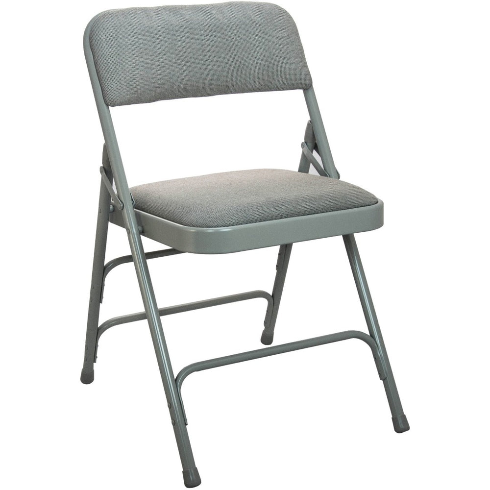 English Elm 2-Pack Advantage Padded Metal Folding Chair Set – Durable, Comfortable Seating for Events & Home Use Grey Fabric/Grey Frame DPI903F-GG-2