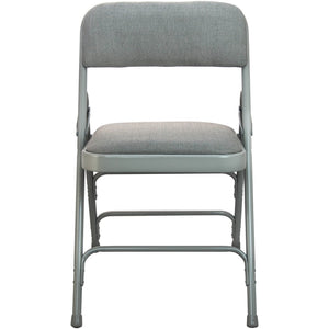 English Elm 2-Pack Advantage Padded Metal Folding Chair Set – Durable, Comfortable Seating for Events & Home Use Grey Fabric/Grey Frame DPI903F-GG-2