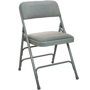 English Elm 2-Pack Advantage Padded Metal Folding Chair Set – Durable, Comfortable Seating for Events & Home Use Grey Fabric/Grey Frame DPI903F-GG-2