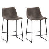 Modern Mid Back Counter Height Grey Distressed Barstool - Set of 2