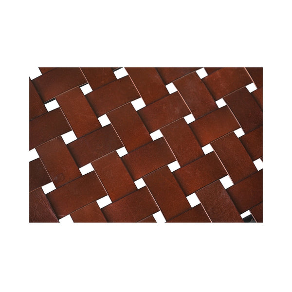 Moe's Home Selby Stool - Rustic Mango Wood Frame With Luxurious Buffalo Leather Seat For Timeless Charm Red Solid Mango Wood Frame,Buffalo Leather Seat Dr-1330-06