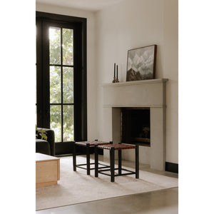 Moe's Home Selby Stool - Rustic Mango Wood Frame With Luxurious Buffalo Leather Seat For Timeless Charm Red Solid Mango Wood Frame,Buffalo Leather Seat Dr-1330-06