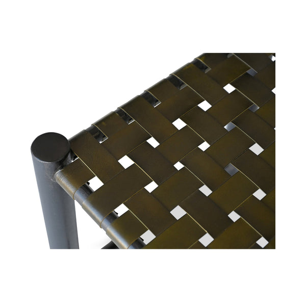 Moe's Home Selby Stool - Rustic Mango Wood Frame With Luxurious Buffalo Leather Seat For Timeless Charm Green Solid Mango Wood Frame,Buffalo Leather Seat Dr-1330-27